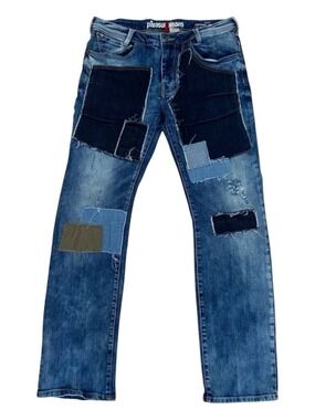 Parasuco Mens Low Rise Relaxed Fit Patchwork Jeans Size 32 Blue Denim WLB-016
